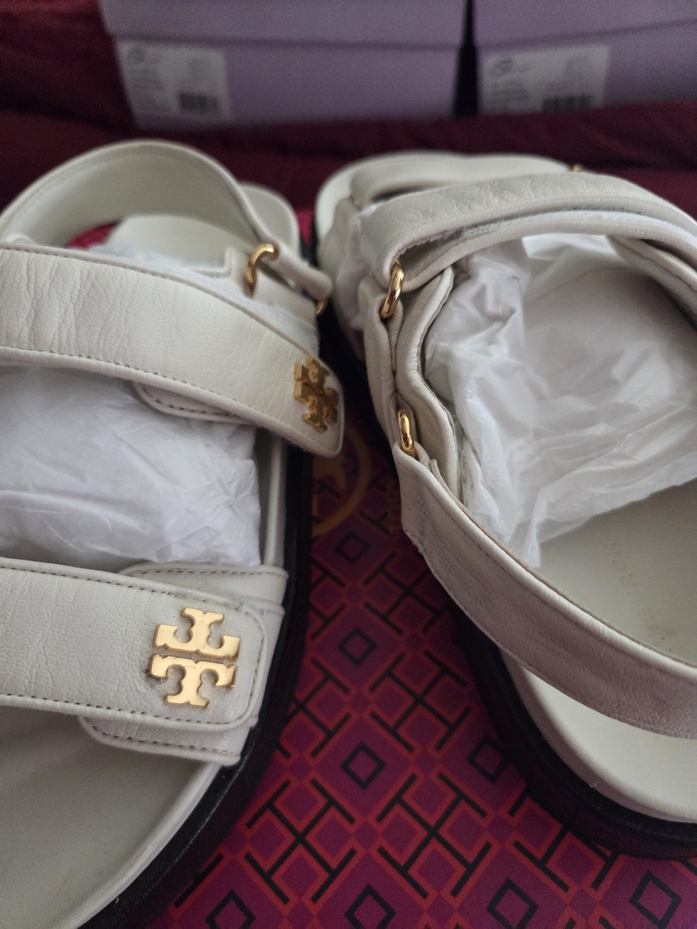 White Leather Sandals with Gold Logo Accent